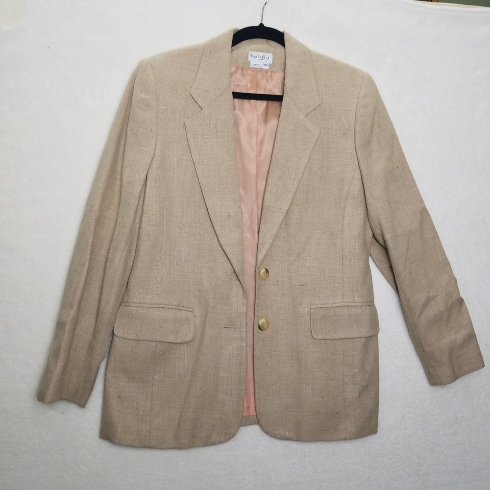 Van Heusen Blazer Womens Size 10 Beige Business Career Casual Jacket
